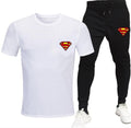 Men Cotton Superman Printed Track Suit White 2Pcs